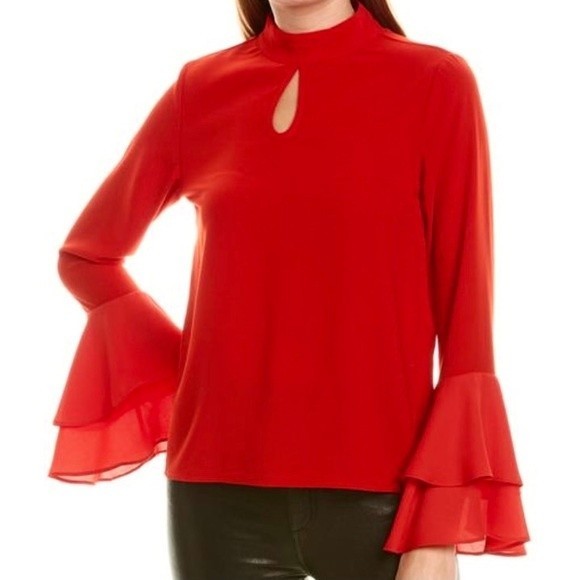 Patrizia Luca Tops - NWT Patrizia Luca Red Ruffle Flare Sleeve Blouse